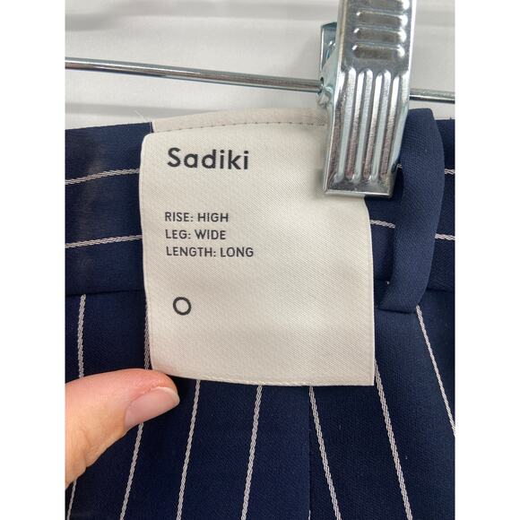 Babaton Sadiki Wide Leg High Waisted Blue Striped Pants Size 0 - Picture 5 of 7